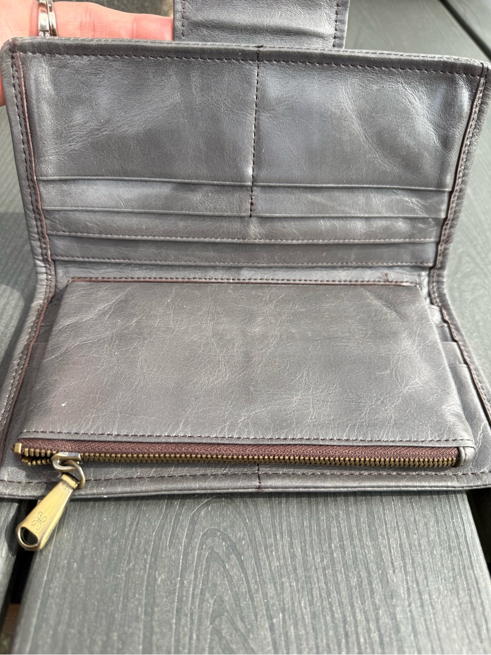 HOBO Grey Leather Snap Trifold Wallet - Picture 5 of 10